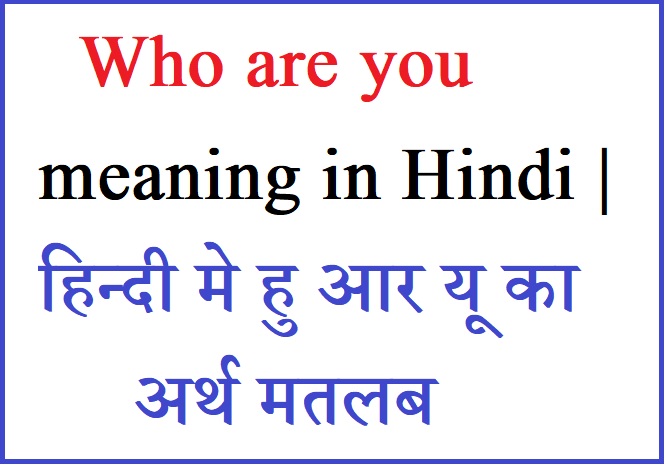 Who Are You Meaning In Hindi हिन्दी मे हु आर यू का अर्थ मतलब 